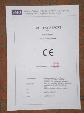 HC1800CE 機(jī)型通過CE-EMC認(rèn)證